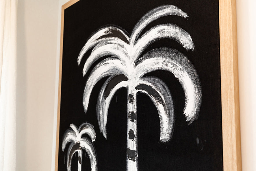 SUPERSIZED Linen Ink Palms - Framed w1200 x h1600mm