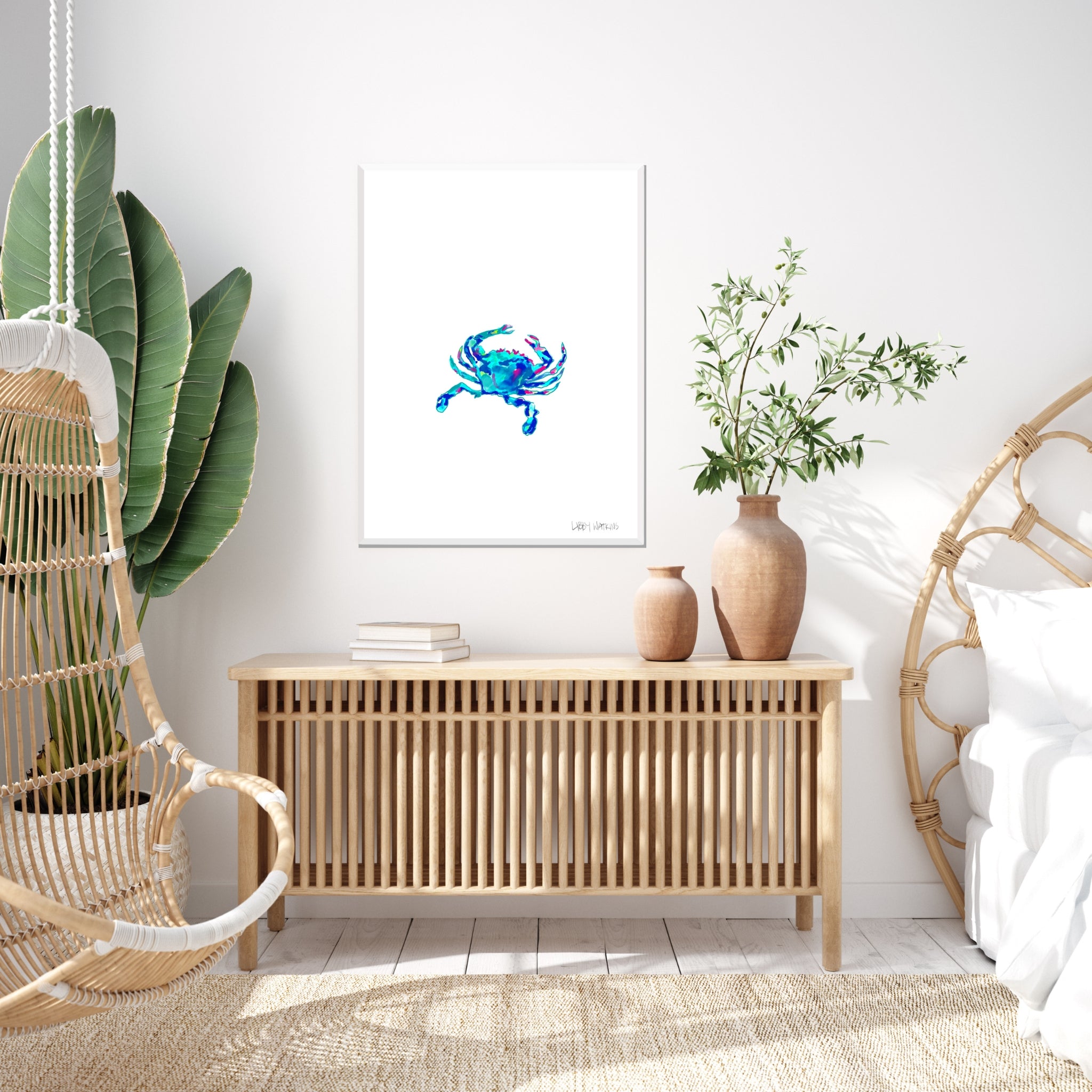 Blue Swimmer Rainbow Crab Canvas Print