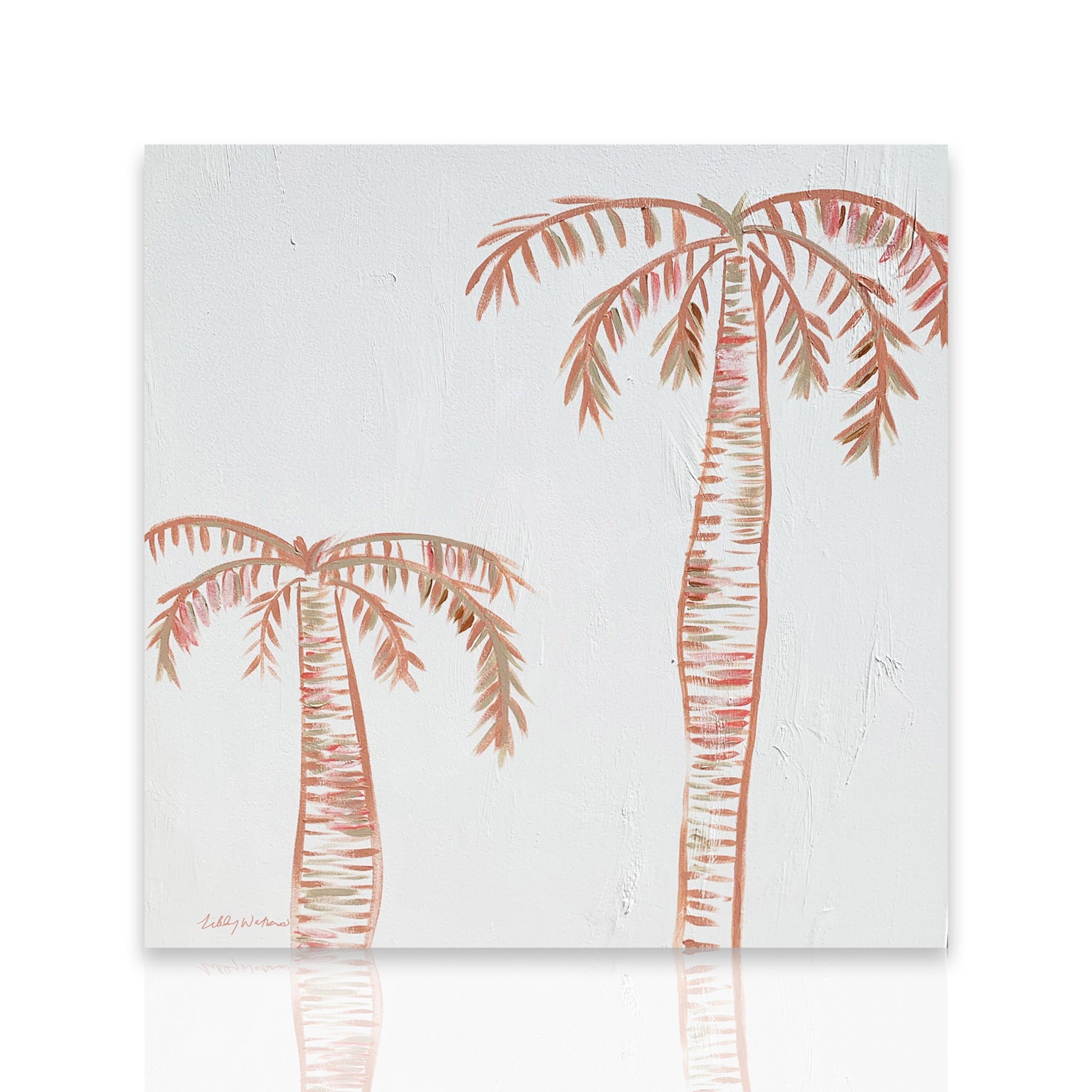 Ink Palms Blush and Neutral Canvas Print Unframed