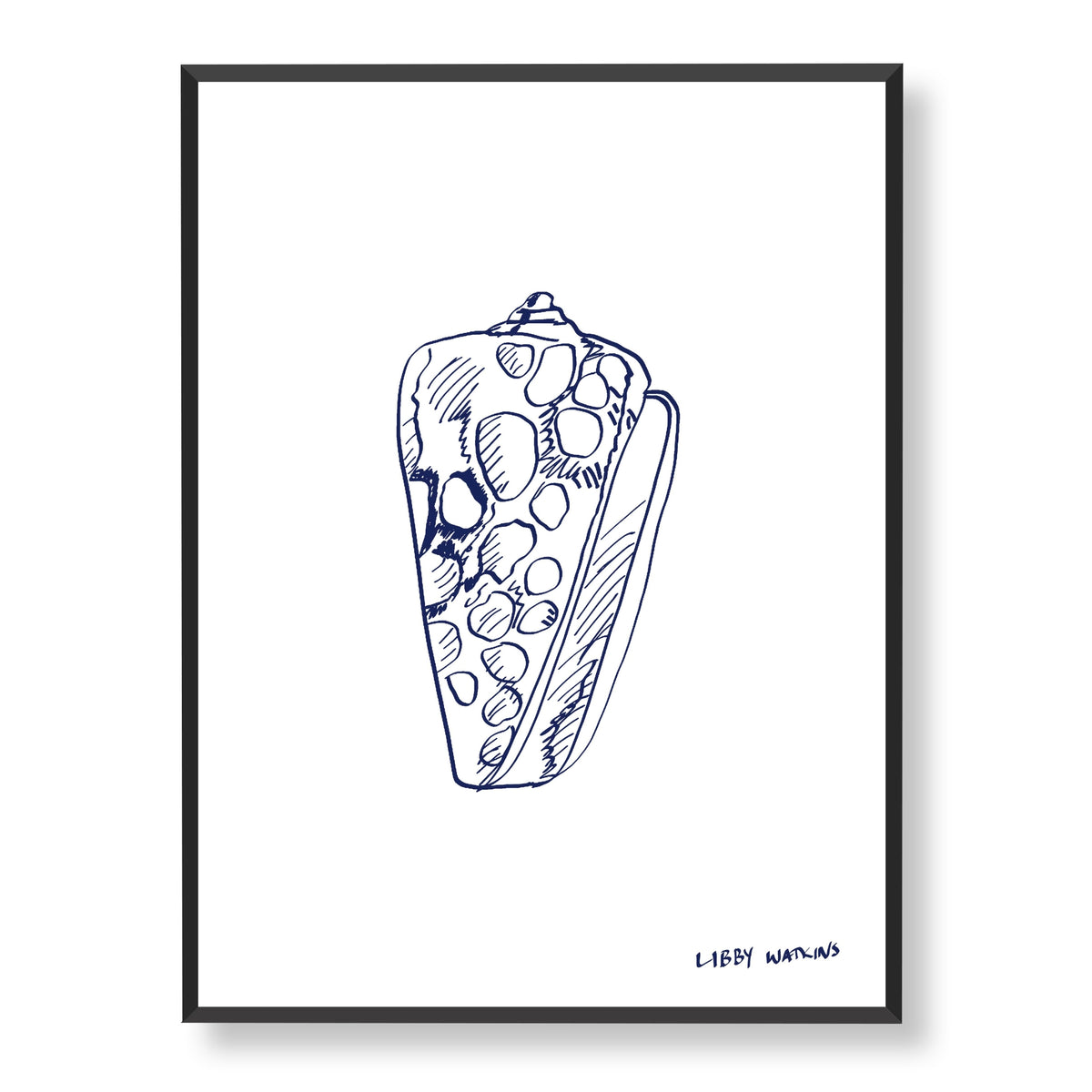 Leopard Cone Sea Shell in Indigo Canvas Print – Libby Watkins