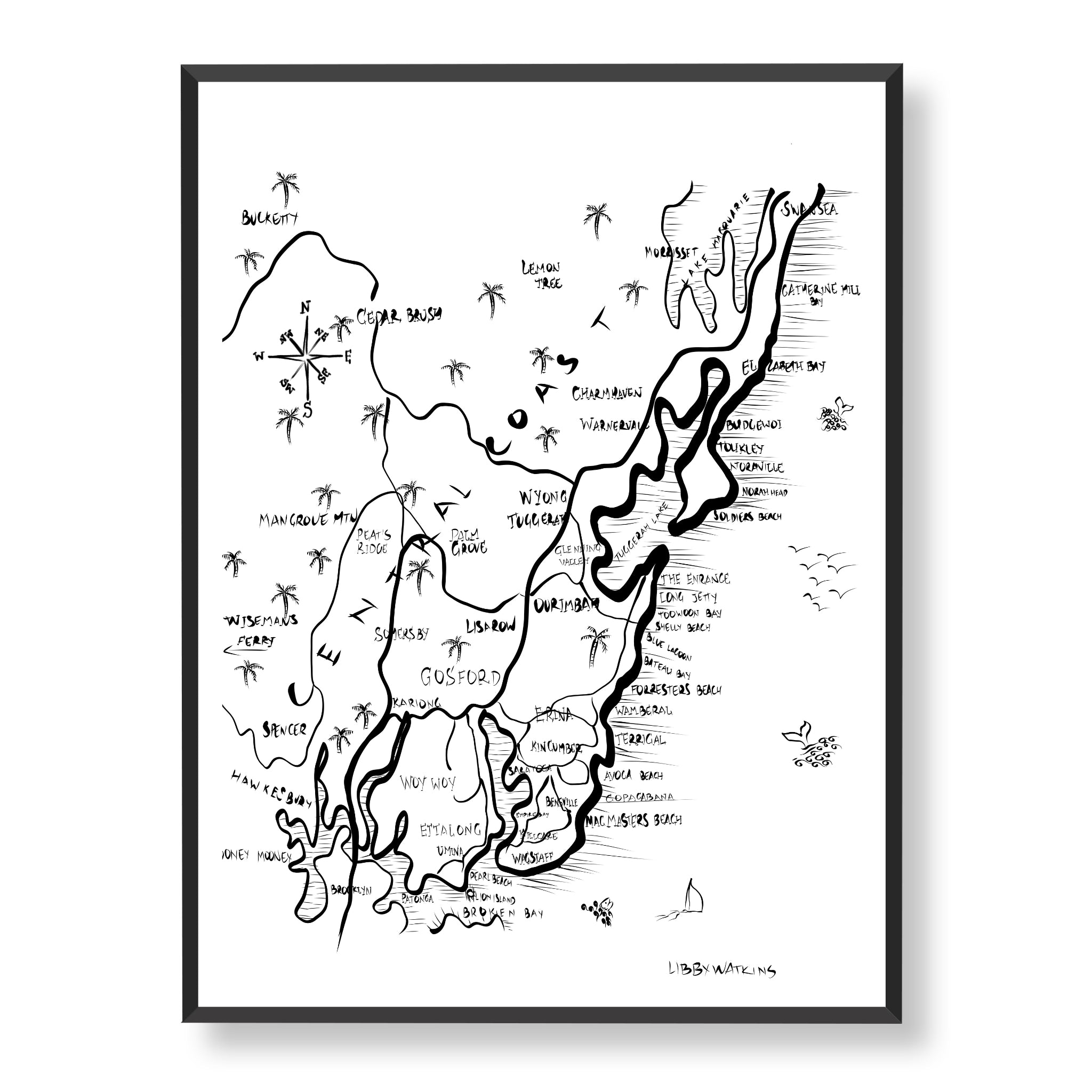 Central Coast Pirate Map Canvas Print