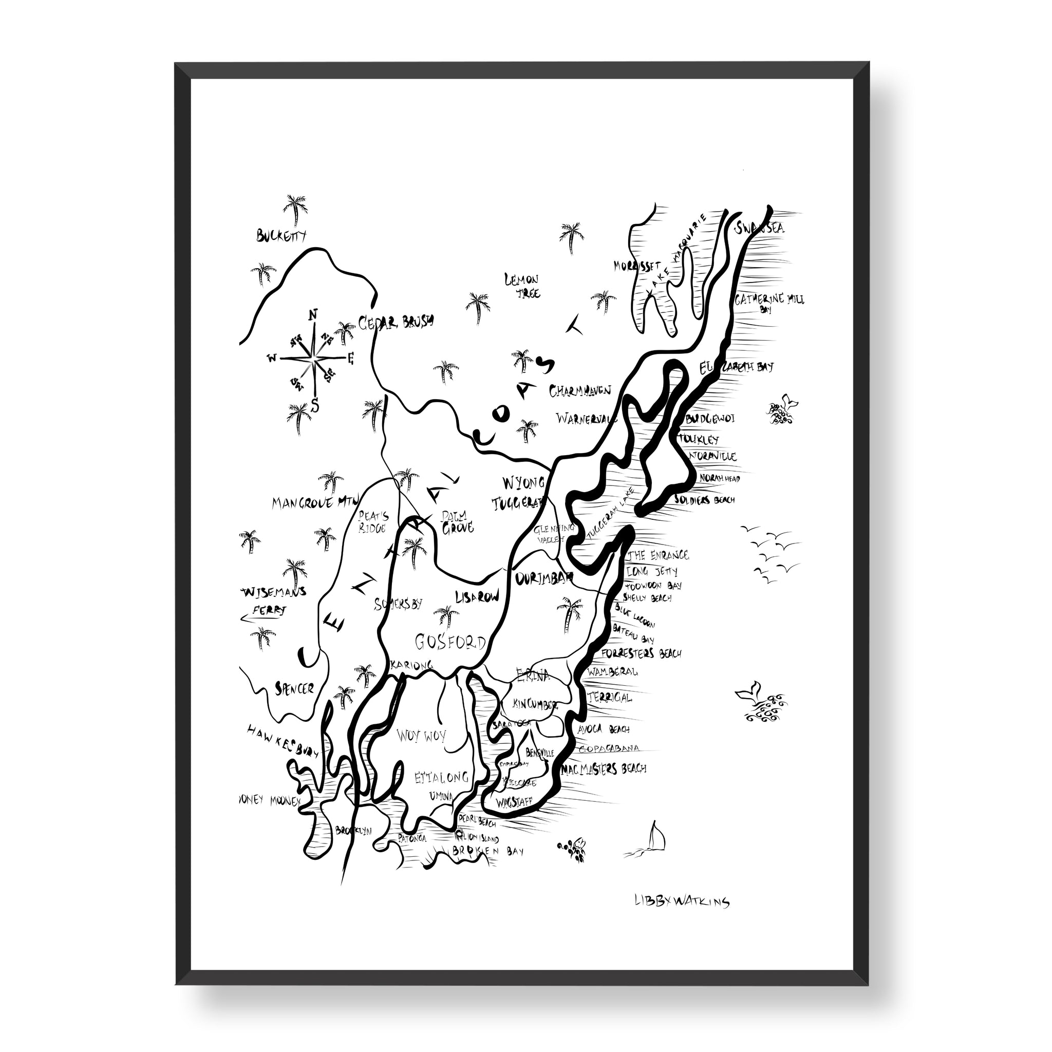 Central Coast Pirate Map Art Print