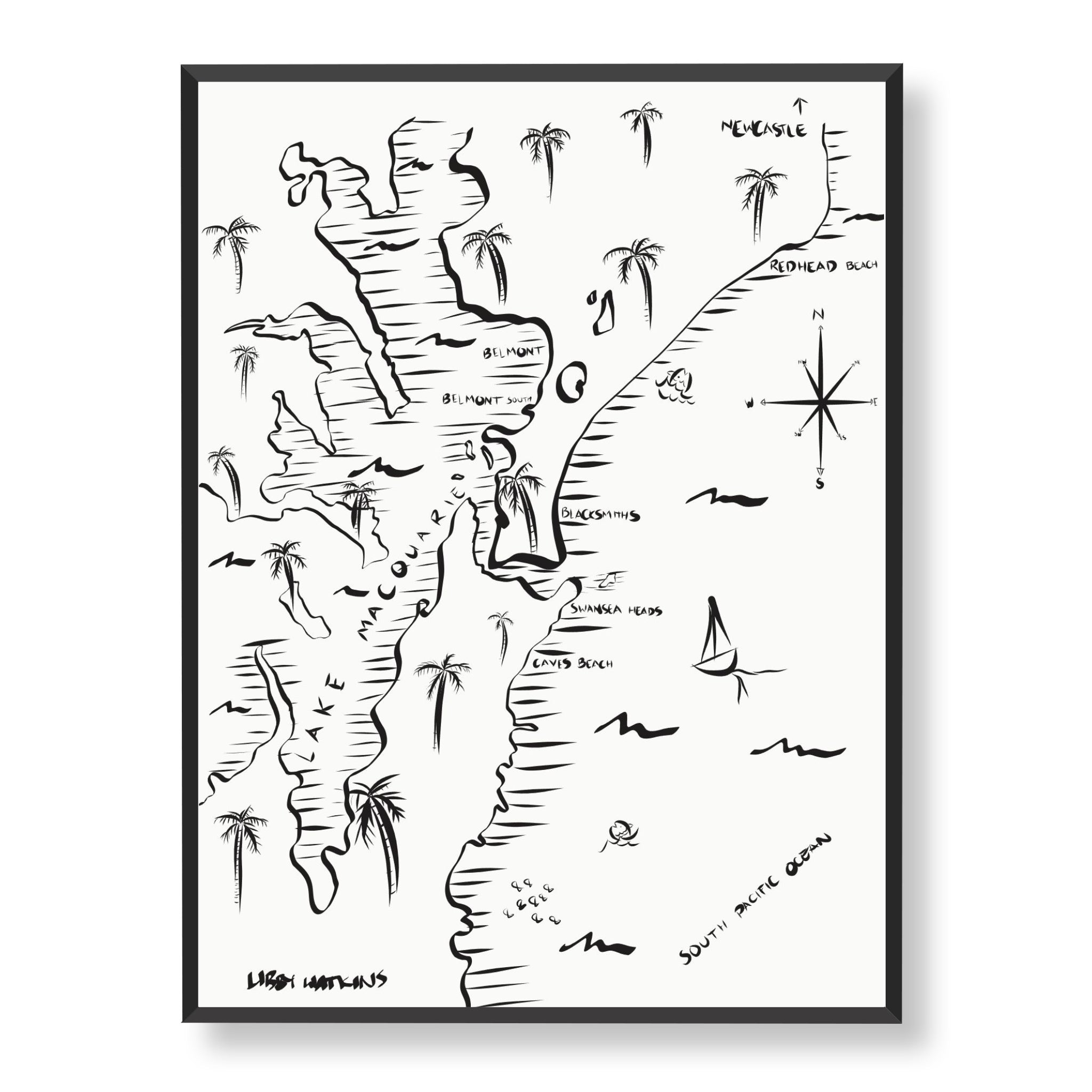 Lake Macquarie Pirate Map Canvas Print