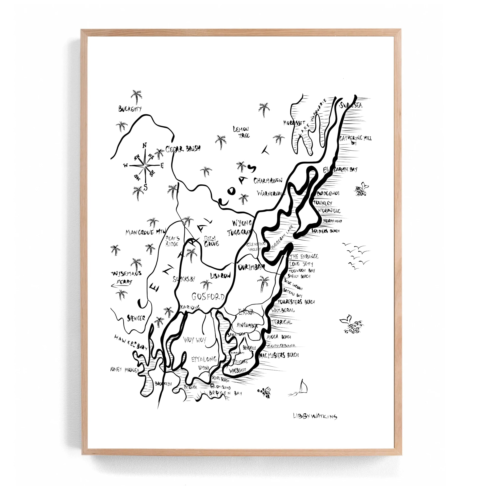 Central Coast Pirate Map Art Print
