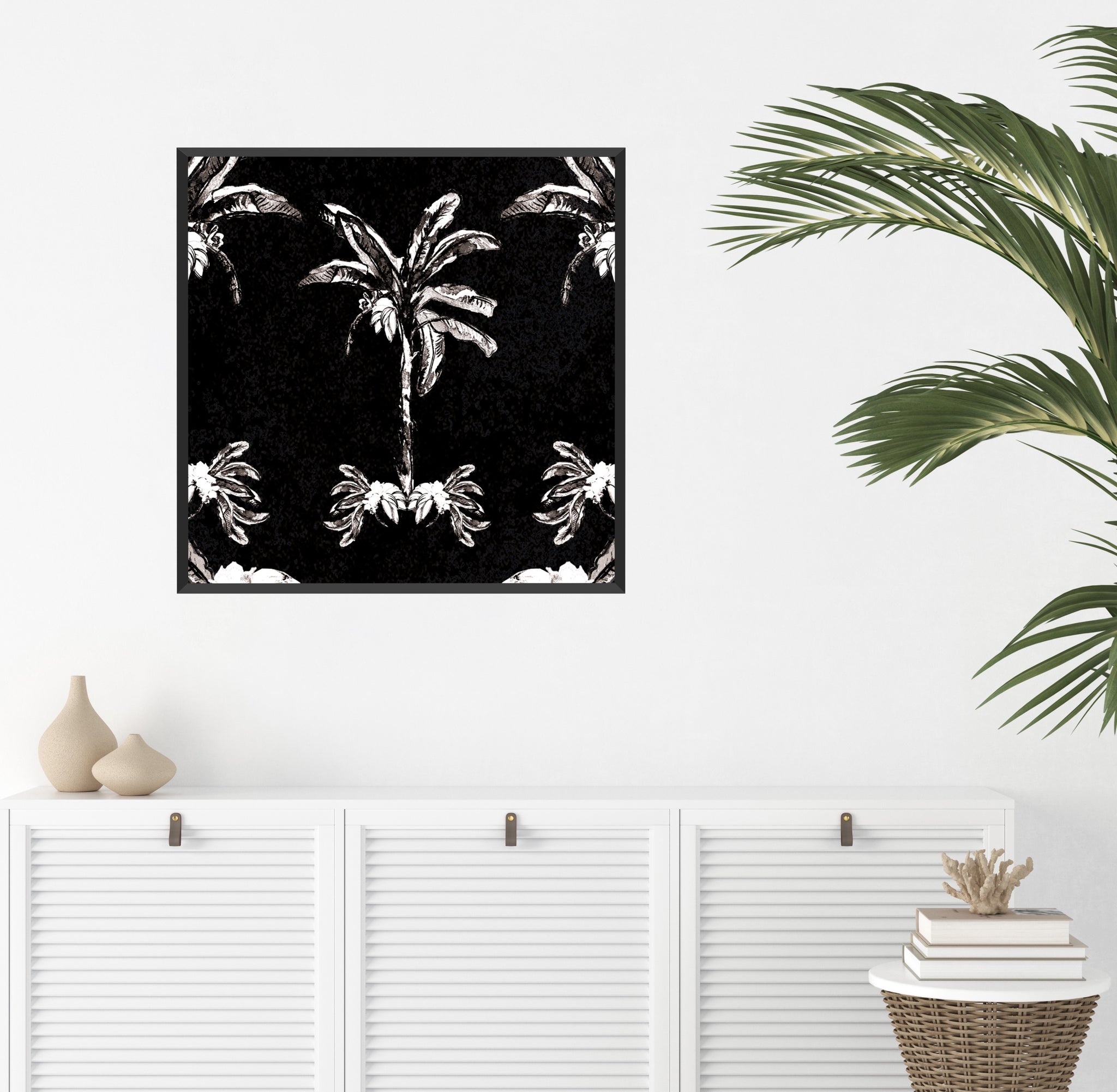 Banana Bungalow in Black Ink Canvas Print