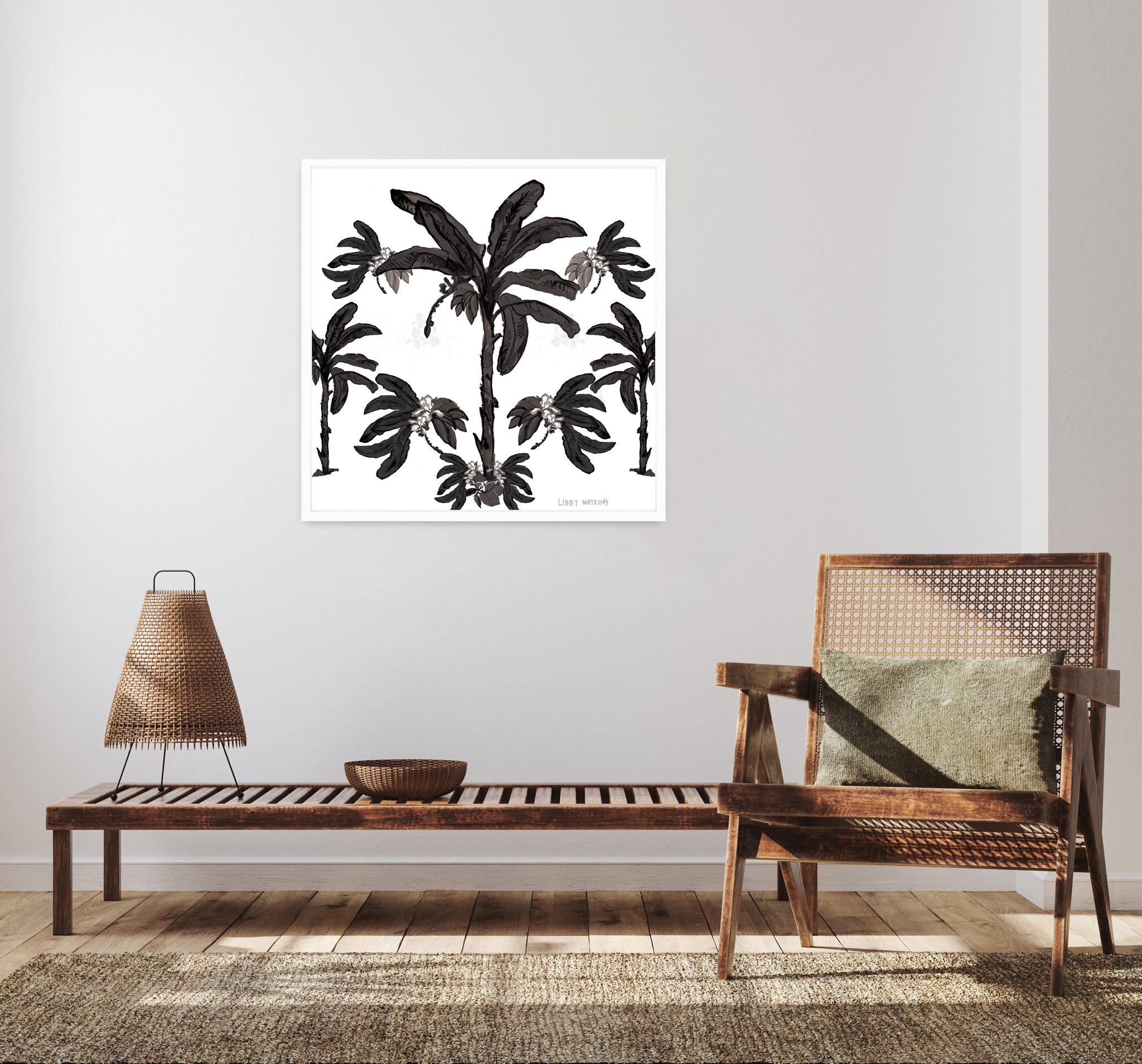 Banana Bungalow in Ink Canvas Print