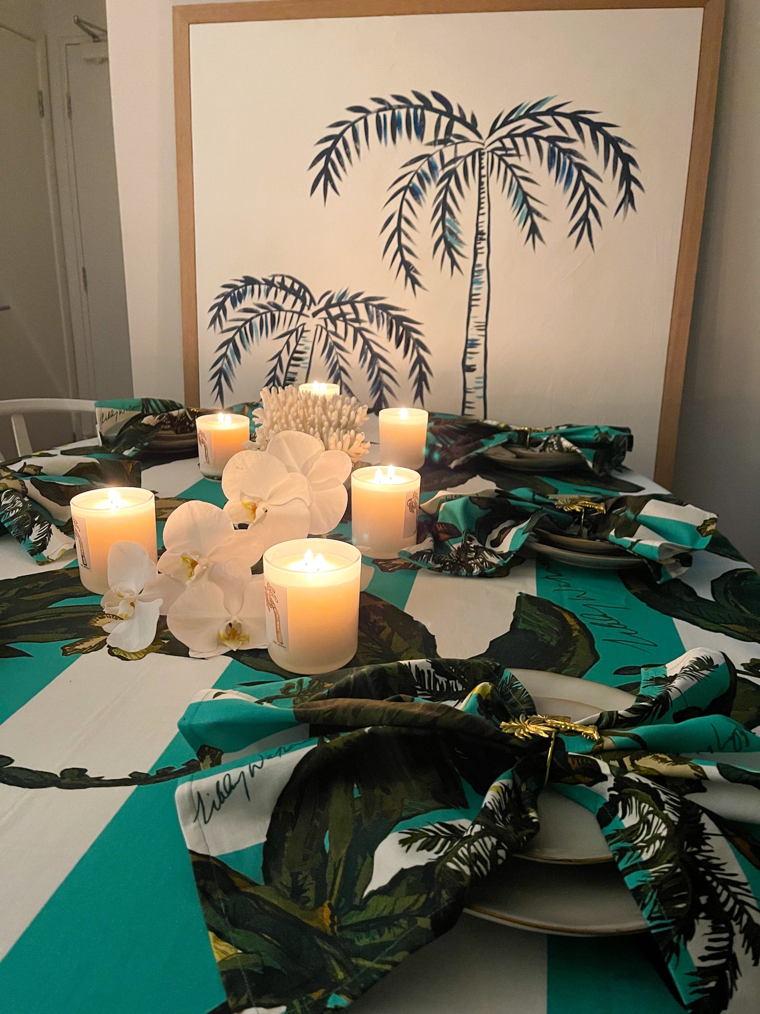 Gypsy Palm Stripe Tablecloth