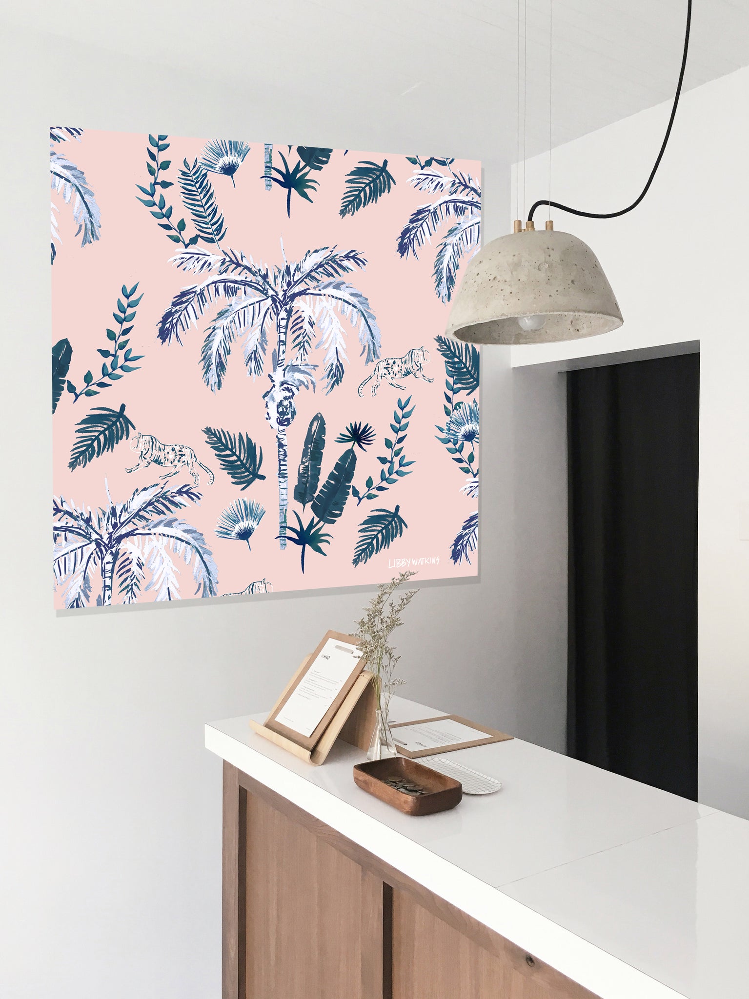 Ink Palm in Pink Canvas Prints