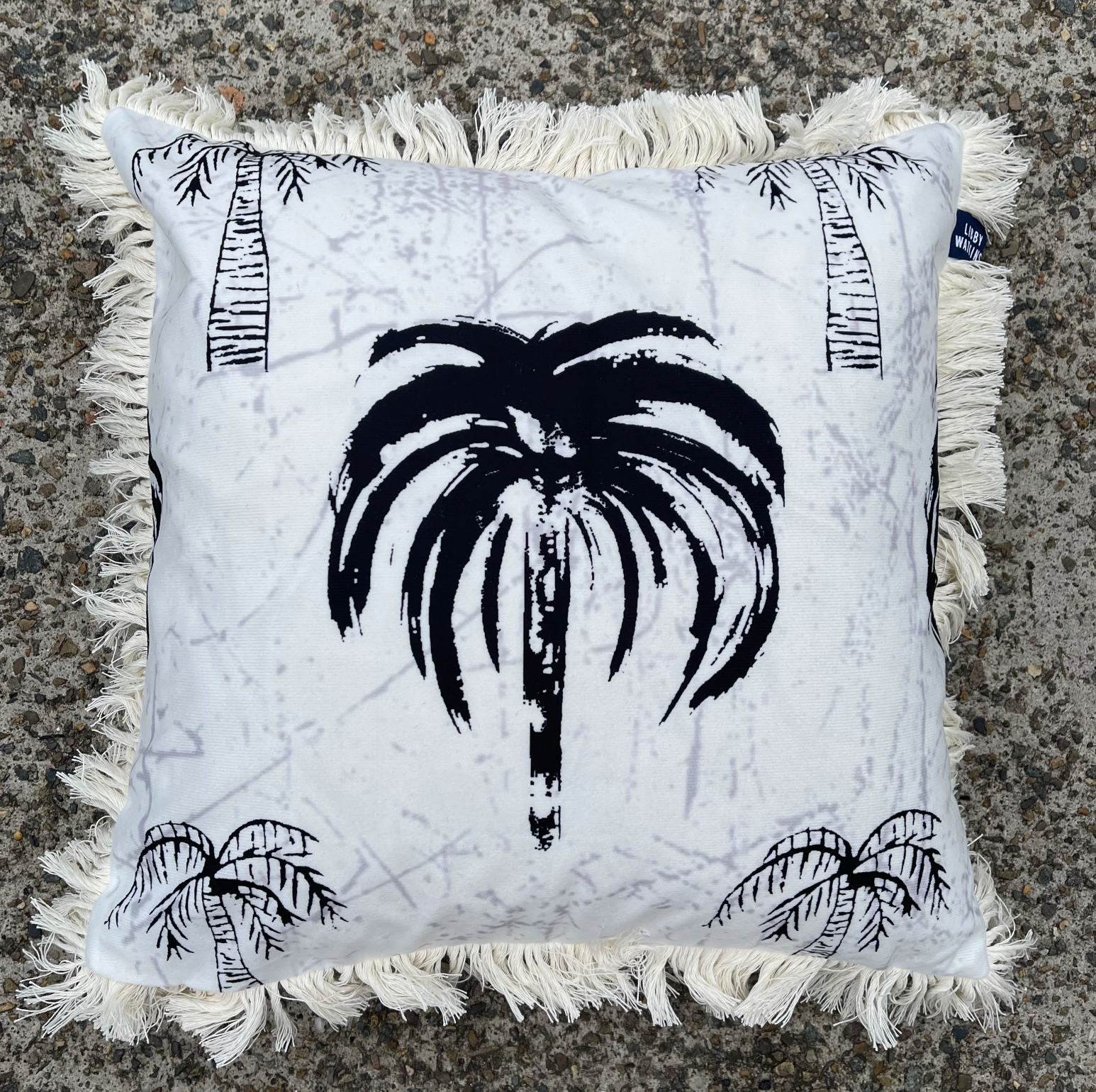Signature Palm Cushion - White/ grey/ black 45cm