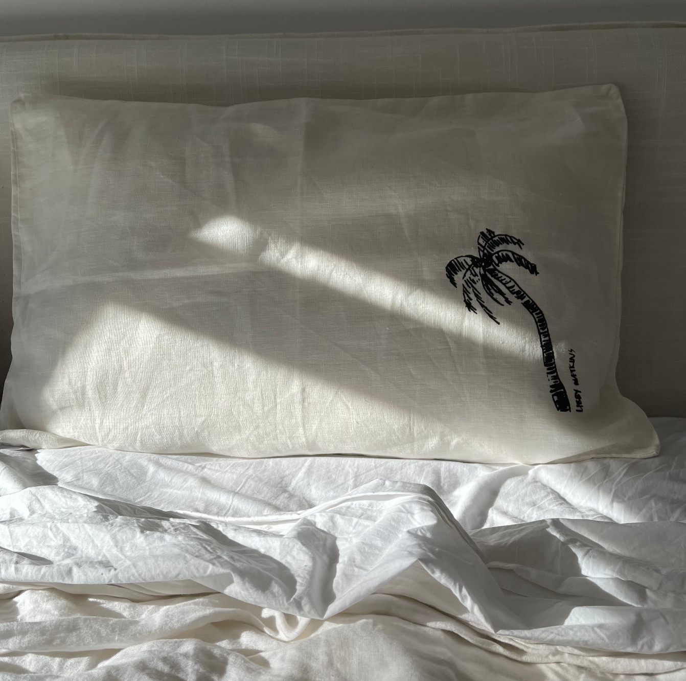 Signature Single Ink Palm Pillow Cases -Standard Size Natural