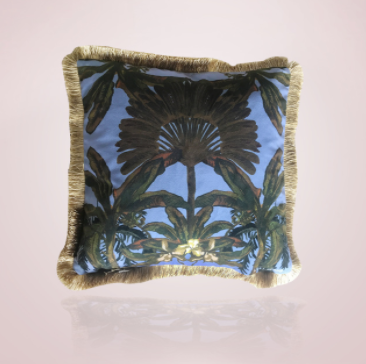Gypsy Palm Cushion - 45cm Blue