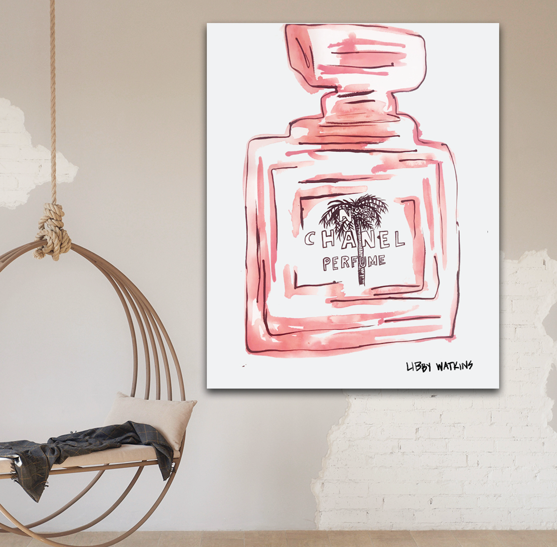 Chanel Ink Palm Pink Canvas Print