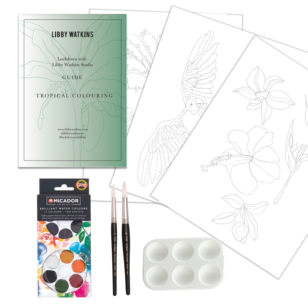 LIBBY WATKINS / Tropical Colouring Kit - with 12 Colours