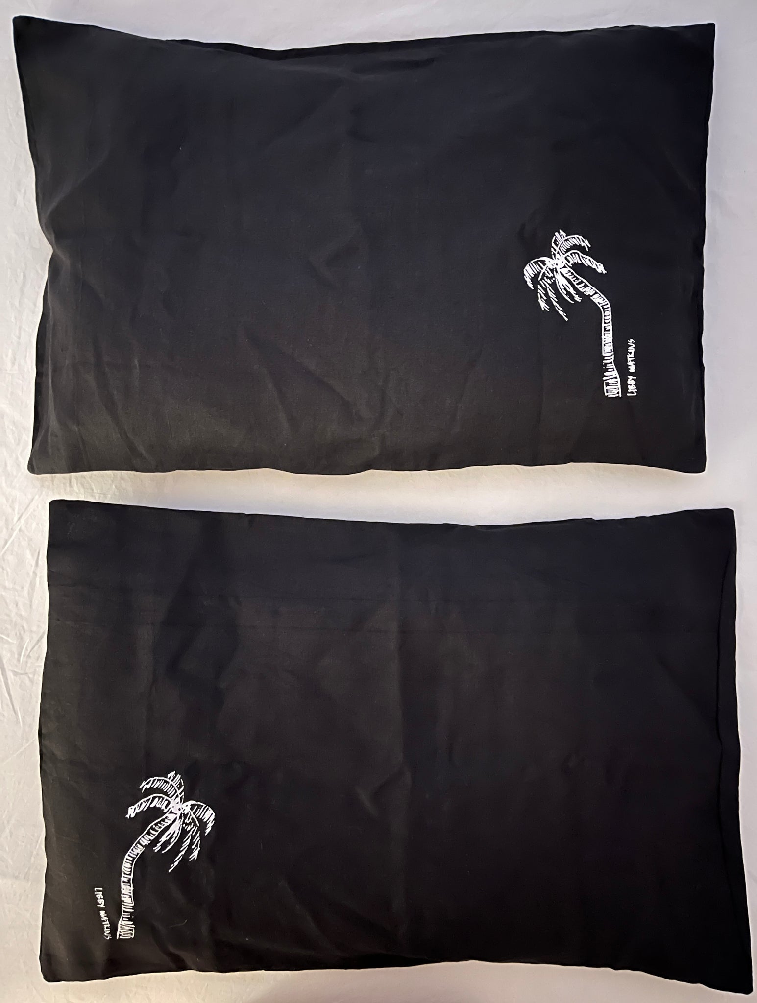 Signature Single Ink Palm Pillow Cases -Standard Size Black