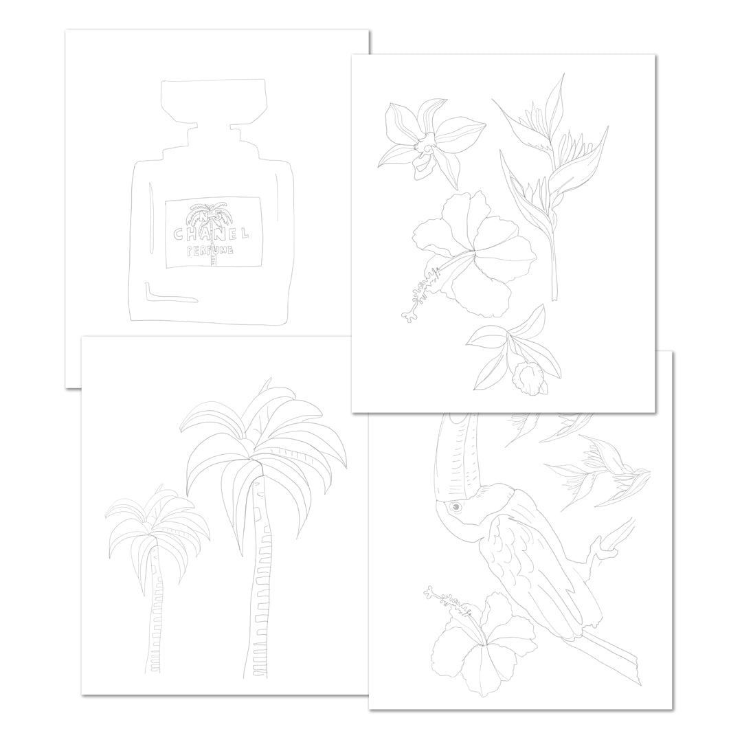 LIBBY WATKINS / Tropical Colouring Kit - with 12 Colours