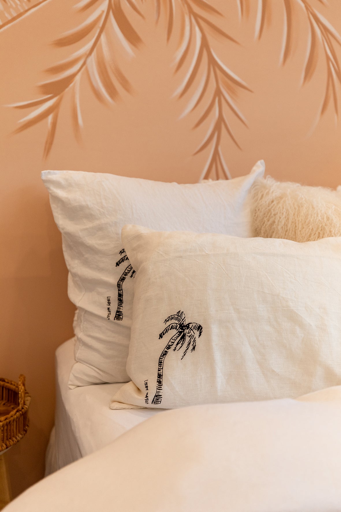 Signature Single Ink Palm Pillow Cases -Standard Size Natural