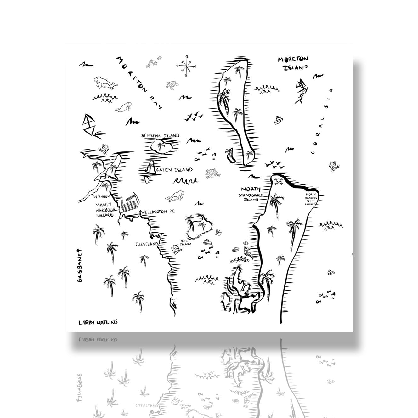 Brisbane Pirate Map Canvas Print