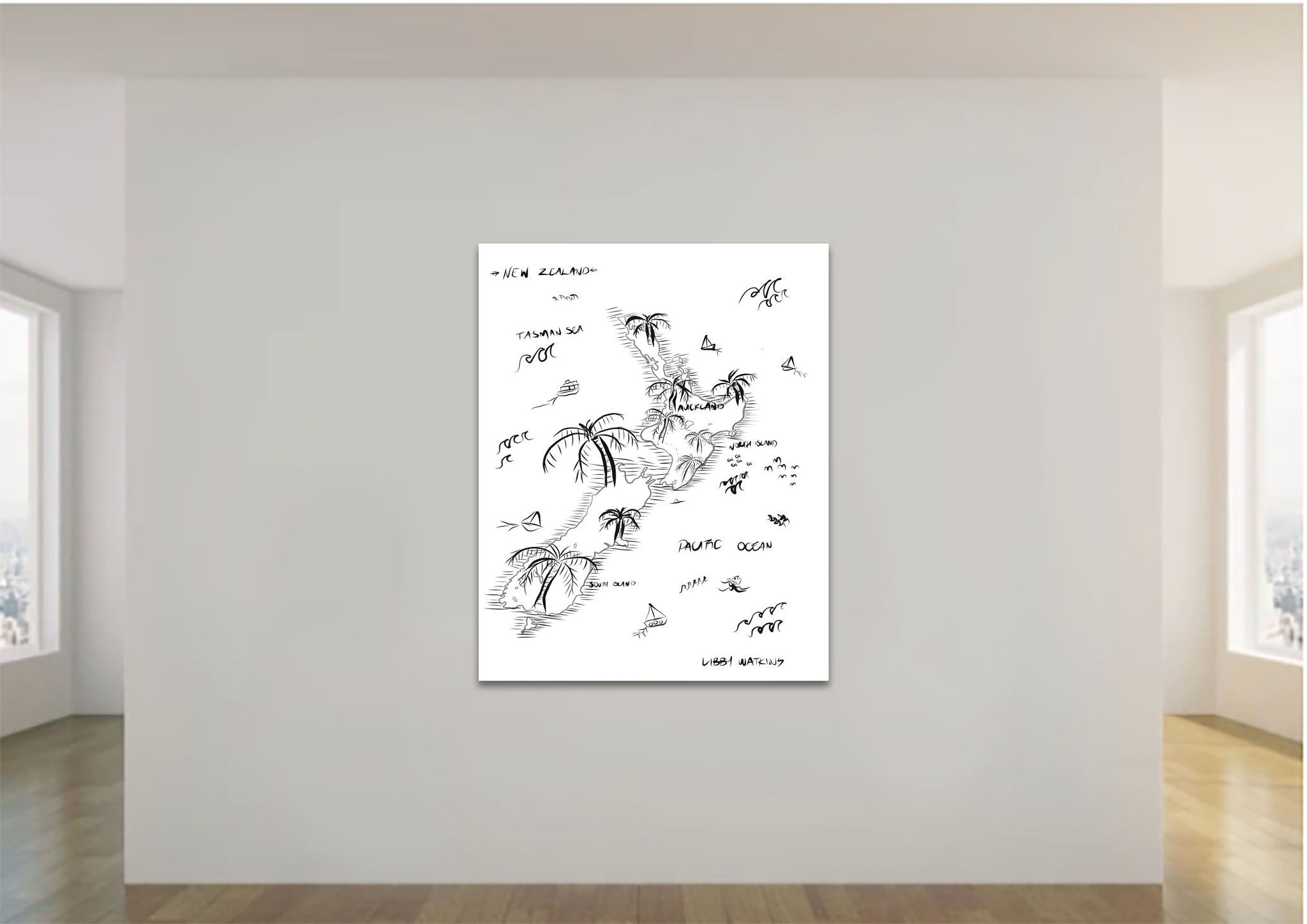 New Zealand Pirate Map Canvas Print